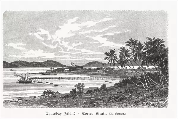 Thursday Island, Torres Strait Islands, Australia, wood engraving, published 1897