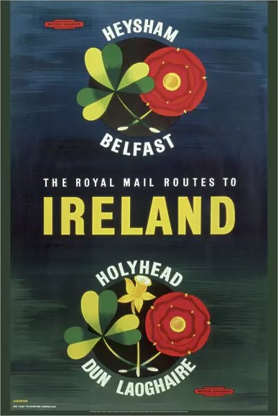 The Royal Mail Routes to Ireland, BR poster, 1957