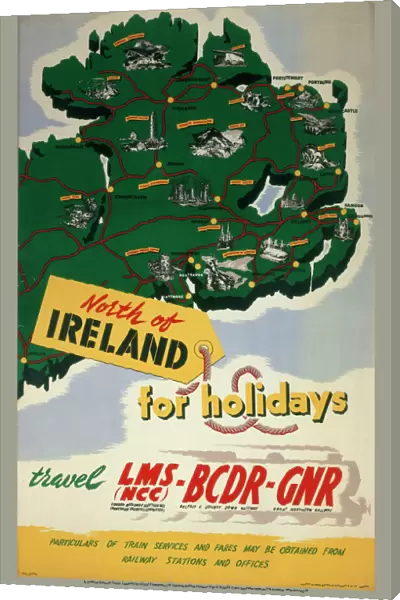 North of Ireland for Holidays, LMS (NCC), BCDR and GNR poster, 1950