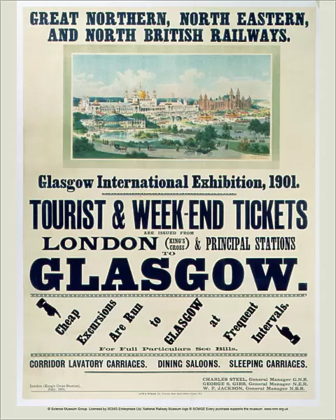 Glasgow International Exhibition, GNR  /  NER  /  NBR poster, 1901