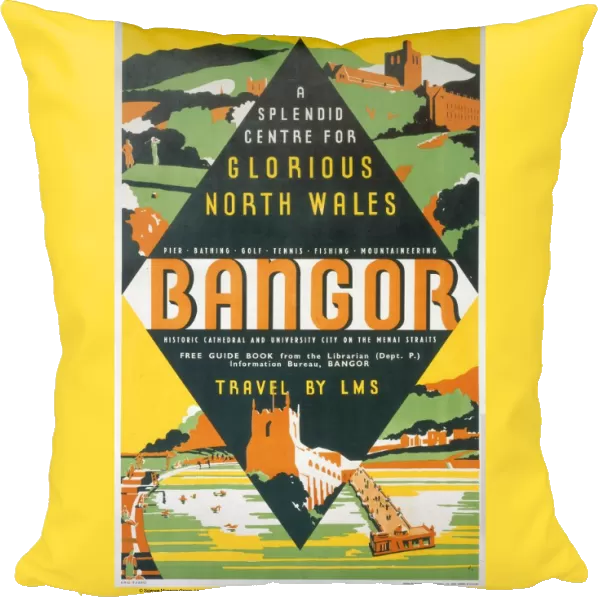 Bangor - A Splendid Centre for Glorious North Wales, LMS poster, 1923-1947