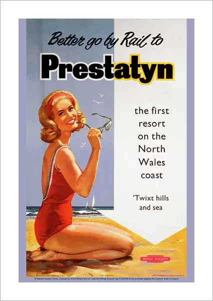 Better go by Rail to Prestatyn, BR (LMR) poster, 1950s