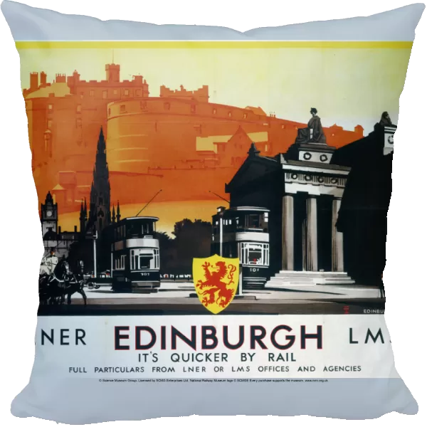 Edinburgh - Its Quicker By Rail, LNER  /  LMS poster, 1923-1947