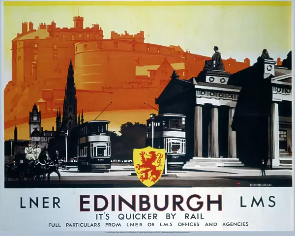 Edinburgh - Its Quicker By Rail, LNER  /  LMS poster, 1923-1947