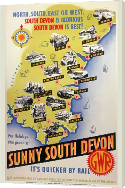 Sunny South Devon, GWR poster, 1923-1947