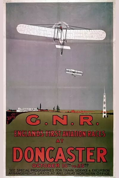 Englands First Aviation Races, Doncaster, GNR poster, 1909