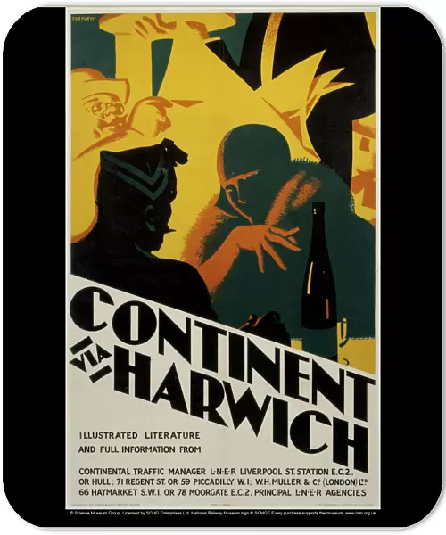 Continent via Harwich, LNER poster, 1923-1930