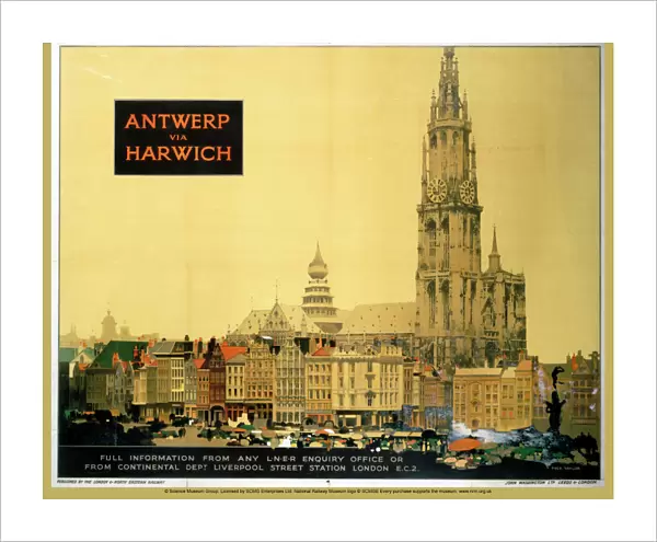 Antwerp via Harwich, LNER poster, 1923-1947