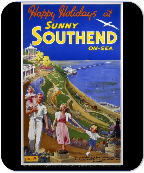 Sunny Southend-on-Sea, LNER  /  LMS poster, c 1940s
