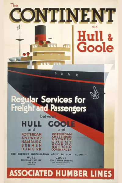 The Continent via Hull & Goole, BR poster, 1952