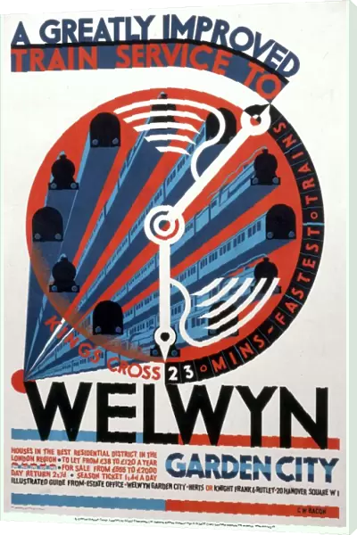 Welwyn Garden City, railway poster, c 1930s