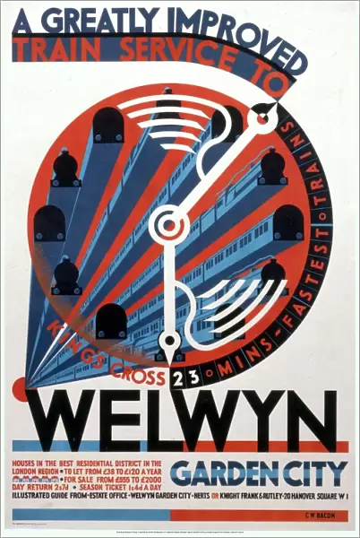 Welwyn Garden City, railway poster, c 1930s