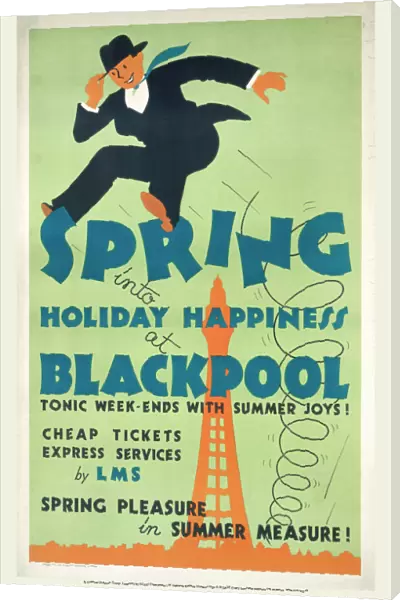 Spring into Hoilday Happiness at Blackpool, LMS poster, 1923-1947