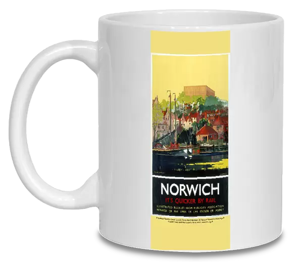 Norwich - Its Quicker by Rail, LNER poster, 1930s