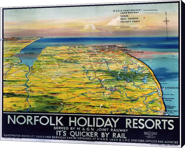 Norfolk Holiday Resorts, M&GN  /  LNER  /  LMS poster, 1936