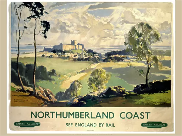 1985-8858. Poster, BR (NER), Northumberland Coast - Bamburgh and the Farne Islands