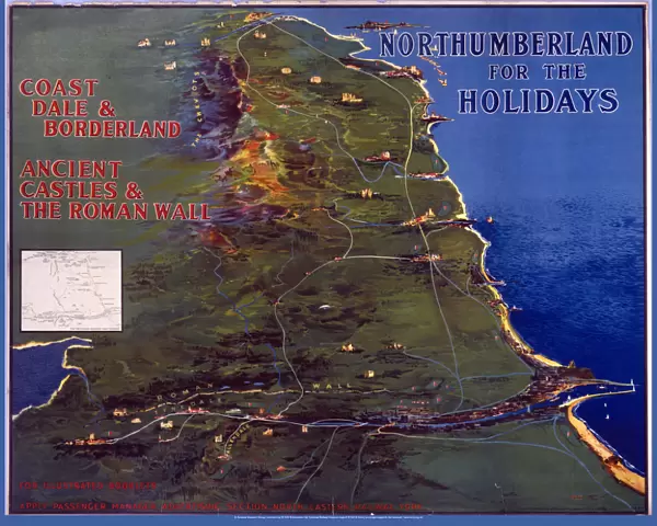 Northumberland for the Holidays, NER poster, 1920