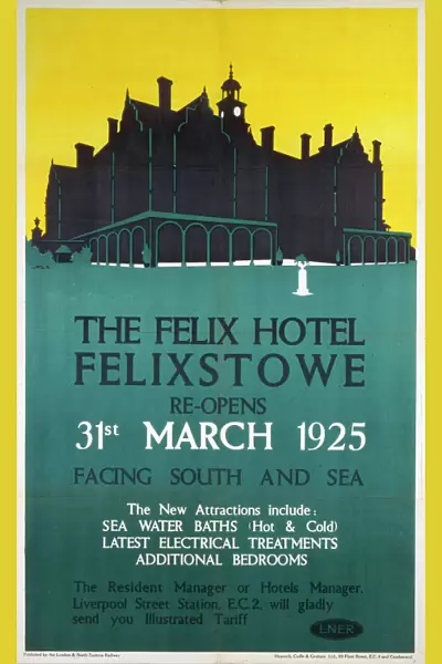 The Felix Hotel, Felixstowe, LNER poster, 1925