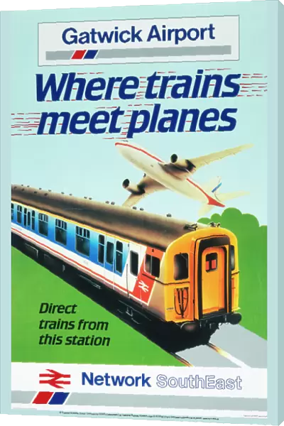 Gatwick Airport - Where Trains Meet Planes, BR poster, 1987