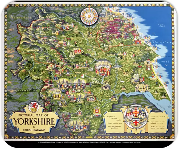 Pictorial Map of Yorkshire, BR poster, 1949