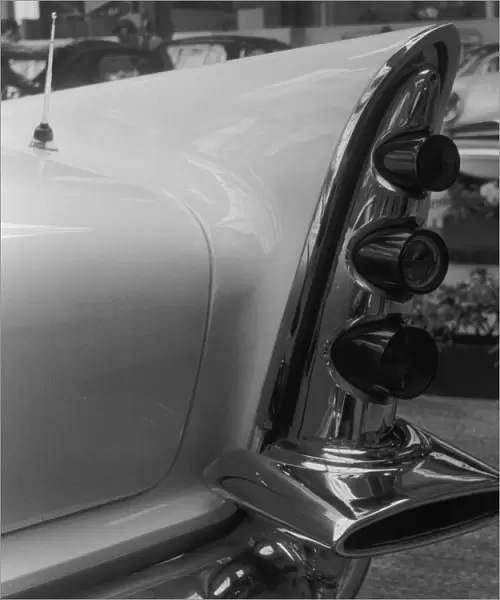 Fireflite. 22nd October 1956: A rear-view of a De Soto Fireflite at the Paris Motor Show