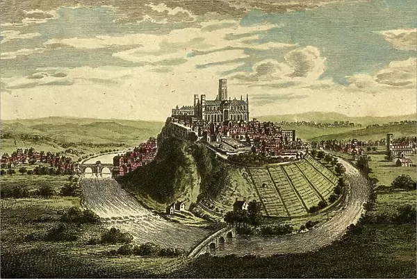 Durham. The old city of Durham viewed from the south-west