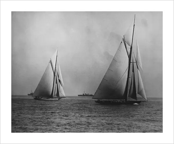 Americas Cup Yacht Shamrock IV Overtakes Resolute 1920