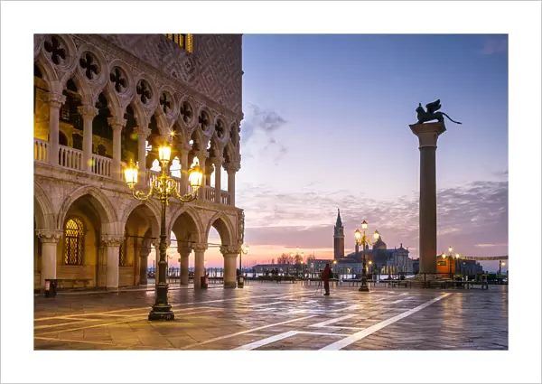 Dawn over Piazzetta San Marco and Doges palace, Venice