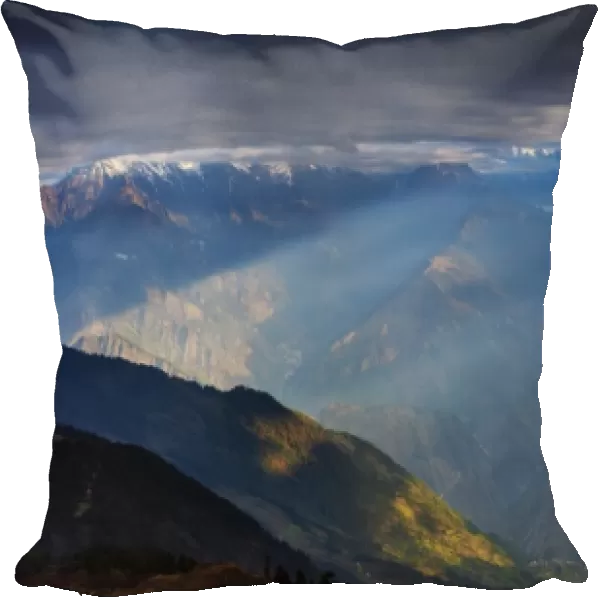 Panorama of mountain range. Himalayas, Nepal