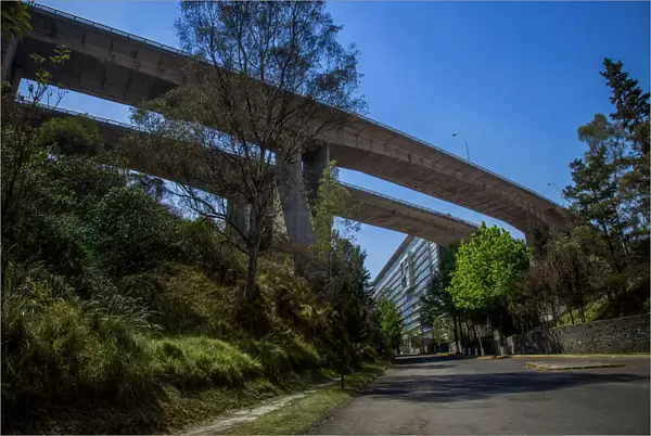 High bridge in a residential area of Mexico City