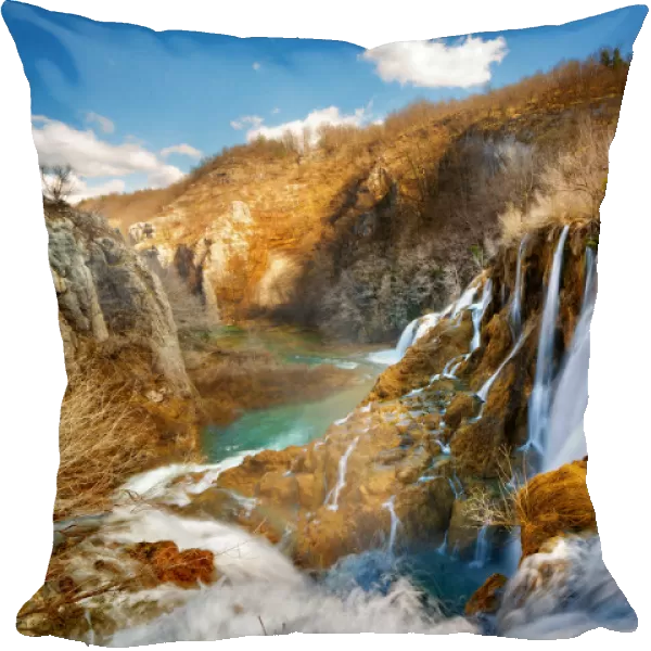Waterfalls in spring at Plitvice Lakes, Croatia