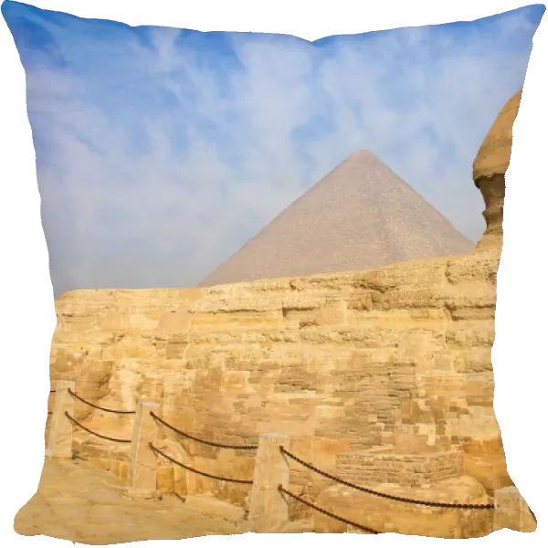 The Great Sphinx in front of the the Great Pyramid of Giza