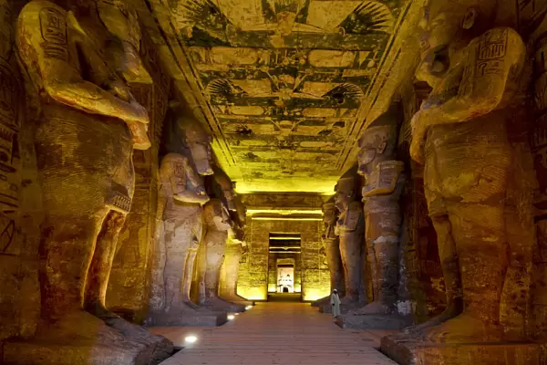 The interior of the Great Temple of Ramesses II, Abu Simbel, Egypt