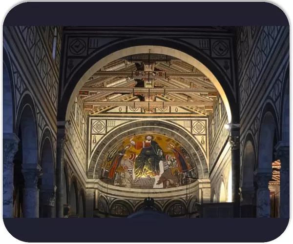 Basilica of San Miniato al Monte closeup interior details, Florence, Tuscany
