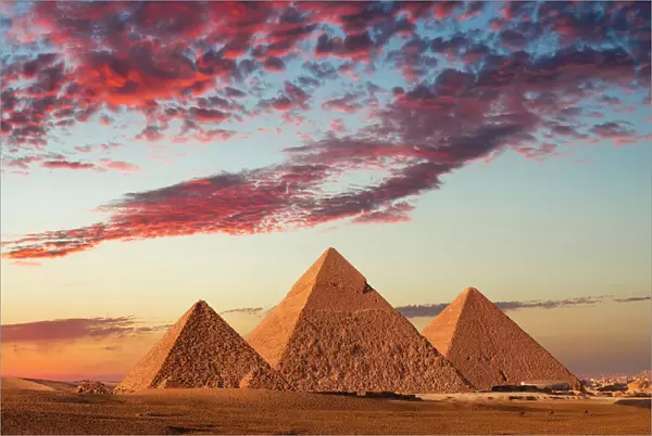 Sunset at the Pyramids, Giza, Cairo, Egypt