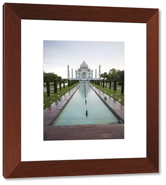 Frontview of Taj Mahal with pool