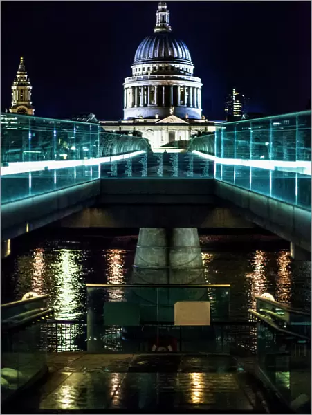 The Millennium Bridge at night, London