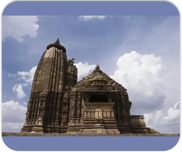 Low angle view of a temple, Lakshmana Temple, Khajuraho, Chhatarpur District, Madhya Pradesh, India