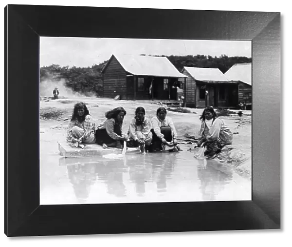 Wash Day. 1906: Women washing in a Maori village