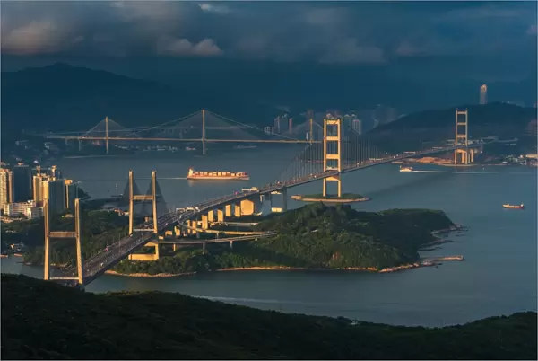 View of Tsingma bridge from Lantau island