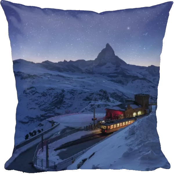 Matterhorn with Gornergrat train station with stars