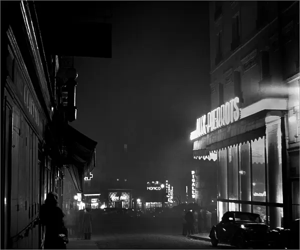 Paris At Night, foggy street scene