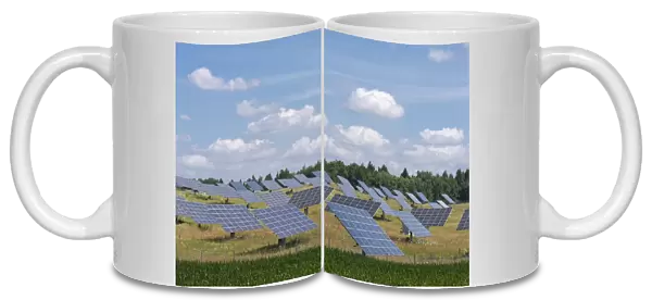 Photovoltaic site, solar modules on a meadow, solar power plant, Altmuhltal, Bavaria, Germany