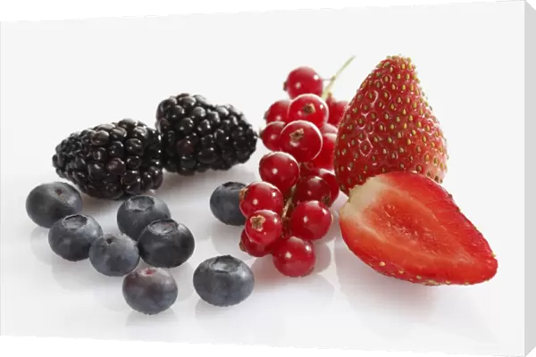 Berries, blackberries, blueberries, red currants, strawberries