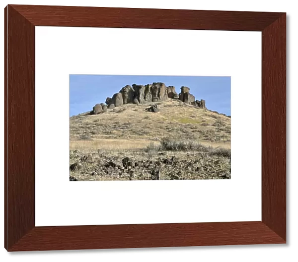 Volcanic rock formations in the Bennett Hills, Highway 46, Gooding, Idaho, USA