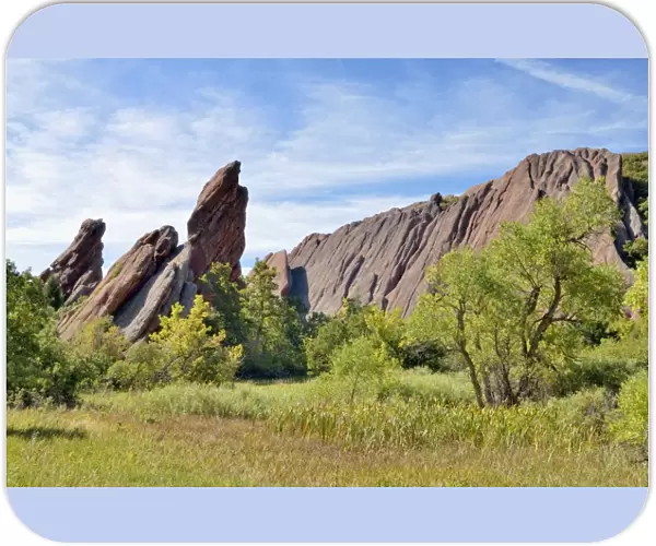 Red sandstone formations, Fountain Valley Trail, Boxborough State Park, Denver, Colorado, United States