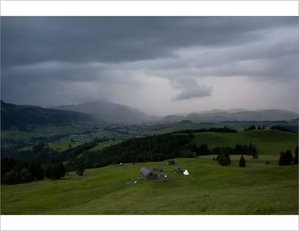 Rain front in the Appenzell region of the Swiss Alps, Switzerland, Europe, PublicGround