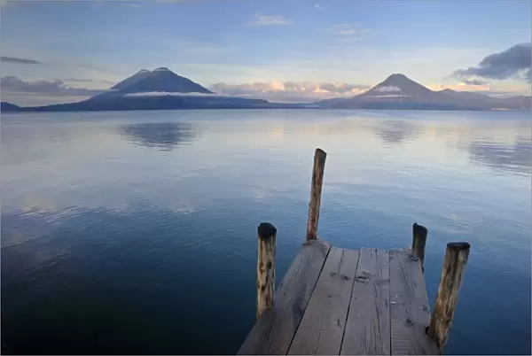 Lake Atitlan, volcanoes, Toliman volcano, Atitlan volcano, San Pedro volcano, volcanic lake, Guatemala, Central America
