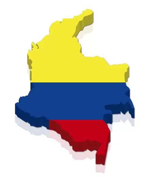 Shape and national flag of Colombia, 3D computer graphics