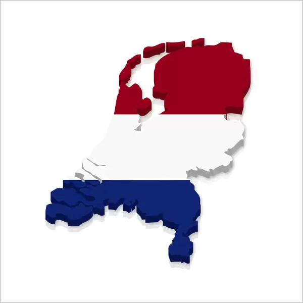 Outline and flag of the Netherlands, 3D